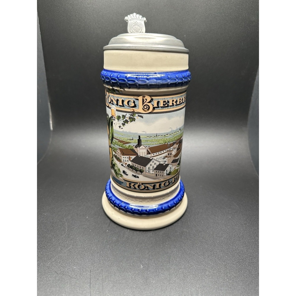Vintage Konig Bierbrauerei Ceramic & Pewter Beer Stein Made in GERMANY